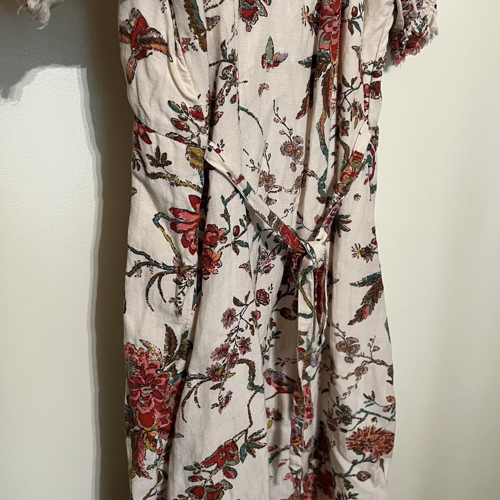 PILCRO Anthropologie Boho Floral Linen Blend Midi Dress Chic Cottagecore Size 12 - Picture 5 of 9